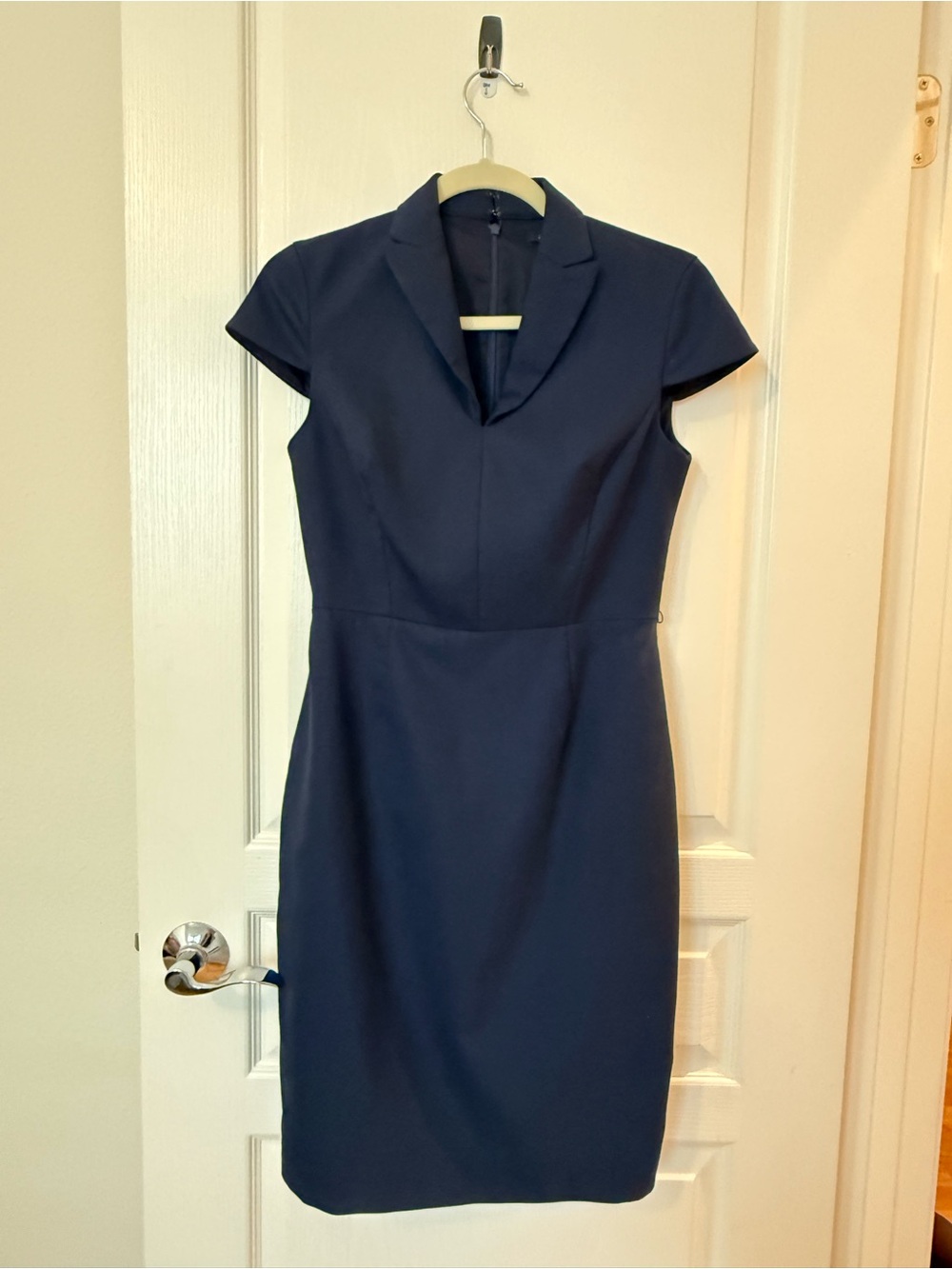 Brooks Brothers Navy Sheath Dress with Notch Collar